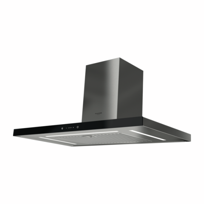 [FTHD 900 TC BK X] FULGOR Wandhaube 90 Schwarz Glas